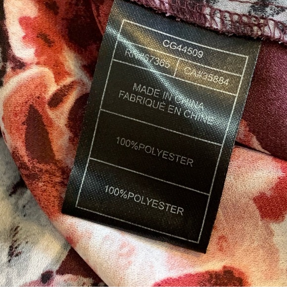 CUPCAKES AND CASHMERE Blouse Floral Top Large Burgundy Wine - Picture 10 of 11